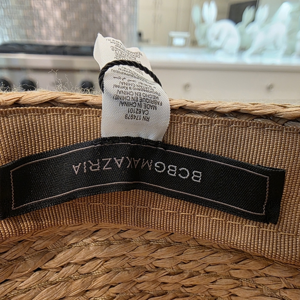 BCBGMaxAzria Tan and Black Wide Brim Straw Hat - Picture 10 of 11